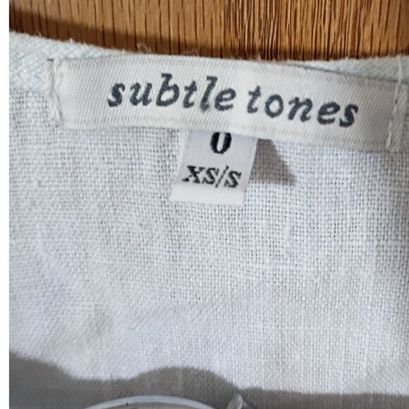 Vntg 90s Linen Pajama Set XS Subtle Tones USA Minimalist Loungewear Cottagecore - Picture 5 of 14